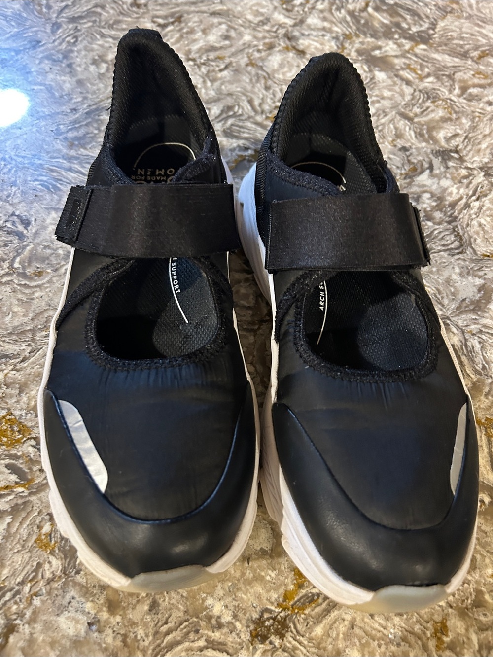 Ryka Black and White Kids Slip-On Mary Jane Sneakers with Velcro